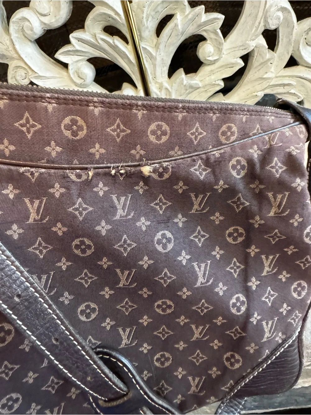 Louis Vuitton Monogram Minilin Shoulder Hobo in Dark Brown with COA